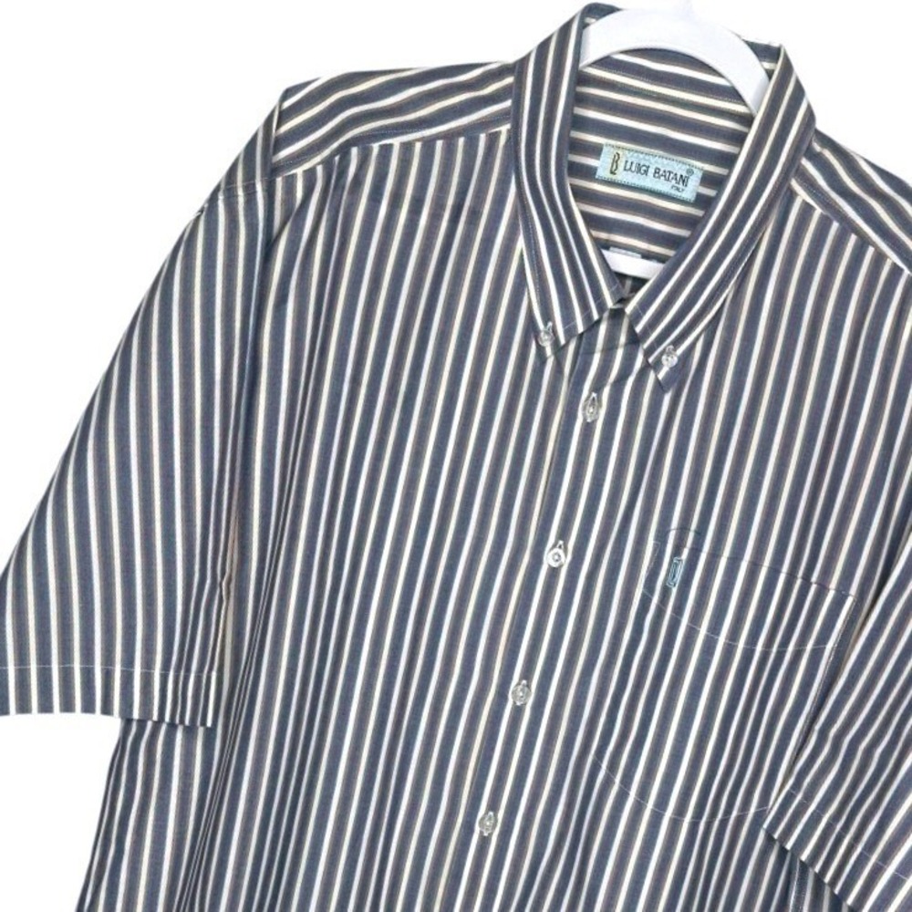 Luigi Batani Italy Mens Striped Short Sleeve Button Up Shirt‎ Extra XL